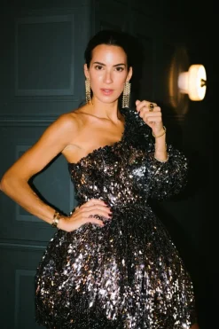 Kristalkleurige Strass Oorbellen Big Straight Waterfall Felicia