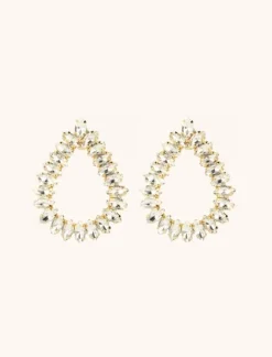 Kristalkleurige Strass Oorbellen Drop Framed Hally L