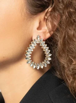 Kristalkleurige Strass Oorbellen Drop Framed Hally L