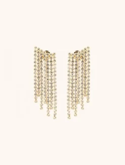 Kristalkleurige Strass Oorbellen Waterfall Round Lotta