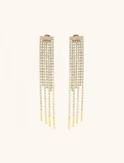 Kristalkleurige Strass Oorbellen Waterfall Square Mies