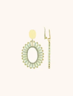 Licht Mint Oorbellen Naomi Ovaal Flat S