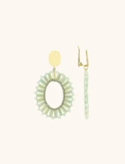 Licht Mint Tonal Oorbellen Naomi Ovaal Flat S Clip