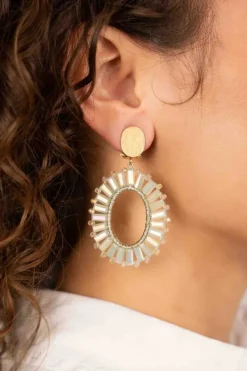 Licht Mint Tonal Oorbellen Naomi Ovaal Flat S Clip