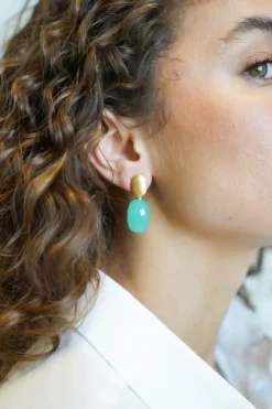Licht Turquoise Oorbellen Romijn Quartz M