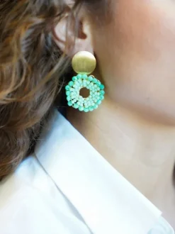 Licht Turquoise Oorbellen Poppy Rond S