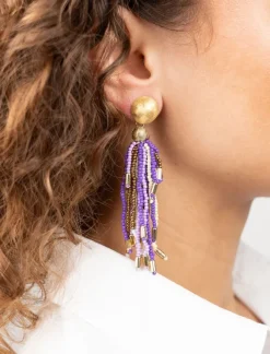Lila Mix Oorbellen Fantasy Tassle L