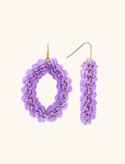 Lila Oorbellen Sequin Ovaal L