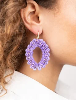 Lila Oorbellen Sequin Ovaal L
