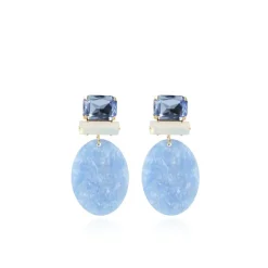 Marble Azuur Oorbellen Ovaal S Strass Rectangle