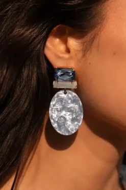 Marble Azuur Oorbellen Ovaal S Strass Rectangle