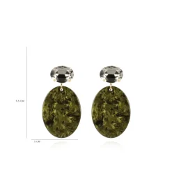 Marble Donker Groen Oorbellen Celia Ovaal S Strass Diamond