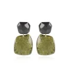 Marble Donker Groen Oorbellen Square Rock Combi Zwart