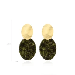 Marble Donker Groen Oorbellen Celia Ovaal S