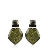 Marble Donker Groen Oorbellen Asymmetrisch Rock Xl Strass Zwart