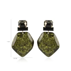Marble Donker Groen Oorbellen Asymmetrisch Rock Xl Strass Zwart