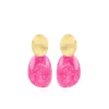 Marble Fuchsia Oorbellen Sara Asymmetrisch Ovaal L