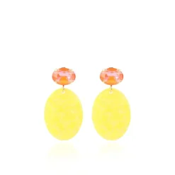 Marble Geel Oorbellen Celia Ovaal S Strass Oranje