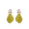 Marble Mosterd Oorbellen Asymmetrisch Rock L Strass Roze