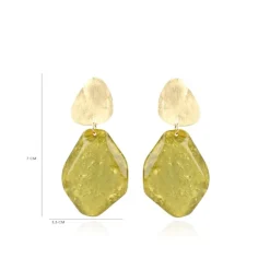 Marble Mosterd Oorbellen Asymmetrisch Rock L