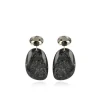 Marble Zwarte Oorbellen Alara Asymmetrisch Ovaal L Strass