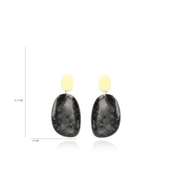Marble Zwarte Oorbellen Little Sara Asymmetrisch Ovaal S