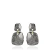 Marble Zwarte Oorbellen Simone Square Rock