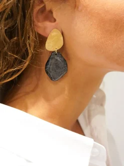 Marble Zwarte Oorbellen Simone Asymmetrisch Rock M