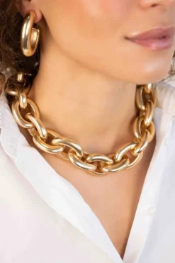 Mat Goudkleurige Ketting Oval Link Chain M