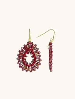 Metallic Bordeaux Oorbellen Robin Druppel Crystal S