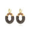 Metallic Bruine Oorbellen Combi Ovaal L