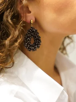 Metallic Bruine Oorbellen Louise Double Stones Drop L