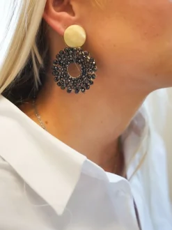 Metallic Bruine Oorbellen Poppy Rond
