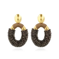 Metallic Bruine Oorbellen Yara Oval L