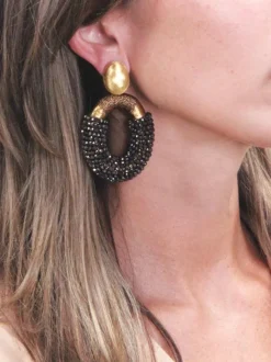 Metallic Bruine Oorbellen Yara Oval L