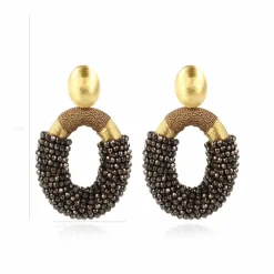 Metallic Bruine Oorbellen Yara Oval L