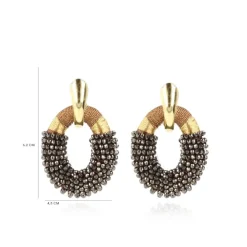 Metallic Bruine Oorbellen Combi Oval L