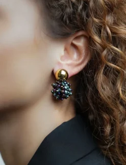 Metallic Groen Paarse Oorbellen Jacky Double Stones Globe S