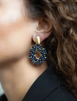 Metallic Groen Paarse Oorbellen Mia Ovaal S