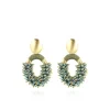Metallic Groene Oorbellen Combi Oval M Double Stones