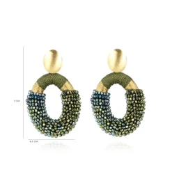 Metallic Groene Oorbellen Combi Ovaal L