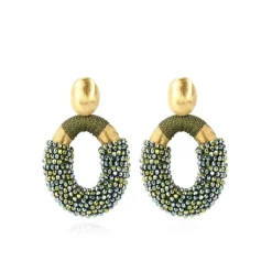Metallic Groene Oorbellen Yara Oval L