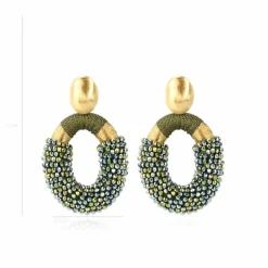 Metallic Groene Oorbellen Yara Oval L