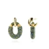 Metallic Groene Oorbellen Combi Oval L