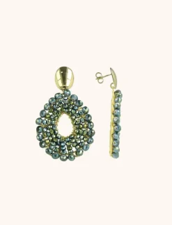 Metallic Groene Oorbellen Babs Open Drop S