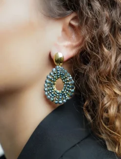 Metallic Groene Oorbellen Babs Open Drop S