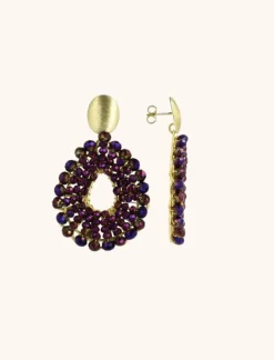 Metallic Paarse Oorbellen Babs Open Drop S