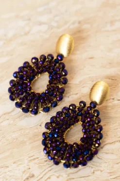 Metallic Paarse Oorbellen Babs Open Drop S