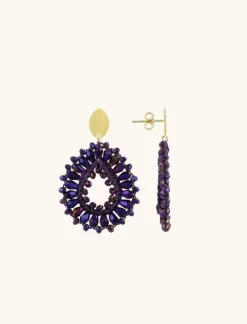 Metallic Paarse Oorbellen Kristal S