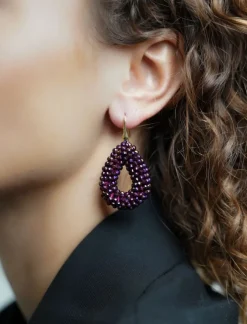 Metallic Paarse Oorbellen Berry Drop S